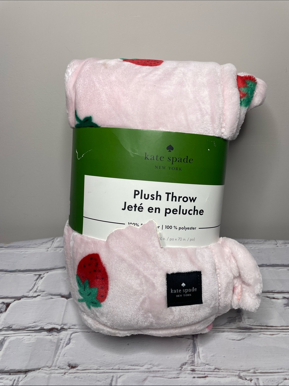 kate spade pink strawberry plush throw blanket